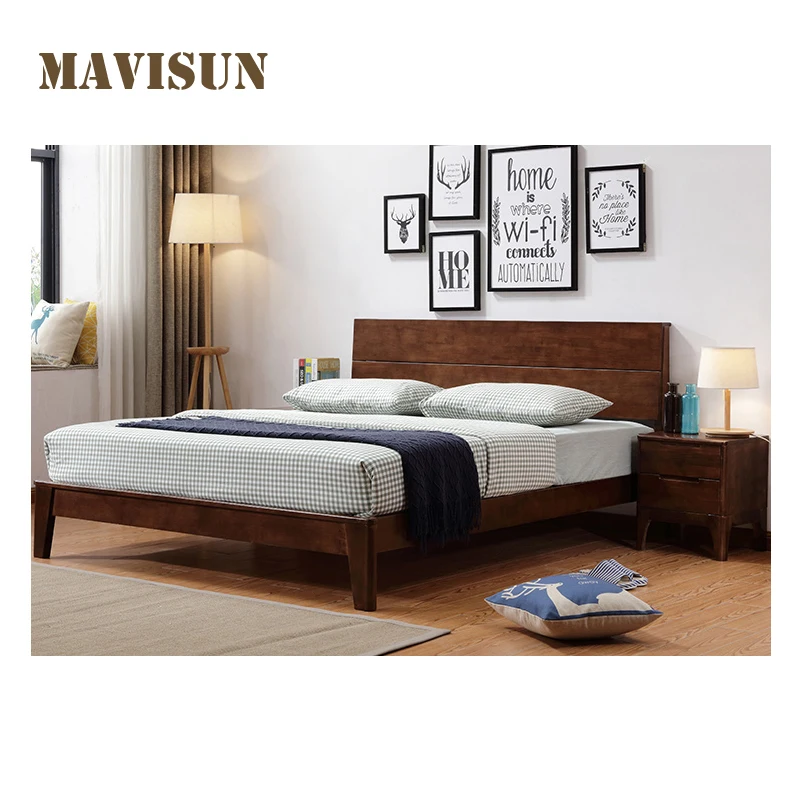 Simple Oak Nordic Solid Wood Bed Economical Rental 1.2m Solid Wood Single Bed Bedroom Small Apartment Package Installation