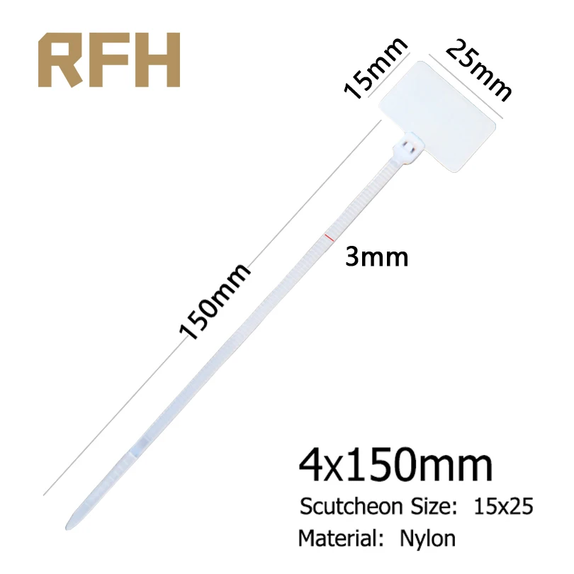 Easy Mark 4*150mm Nylon Cable Ties Tag Labels Plastic Loop Ties Markers Cable Tag self-locking Zip 50pcs