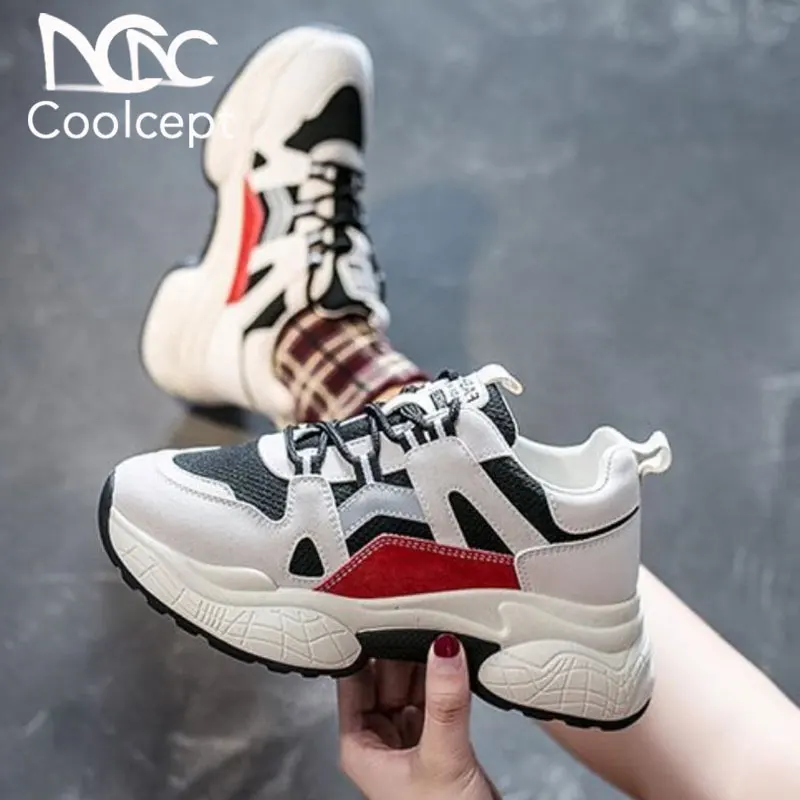 

Coolcept Fashion Mixed Color Sneakers Women New Spring Lace Up Casual Vulcanized Shoes Women Outdoor Jogging Footwear Size 35-40