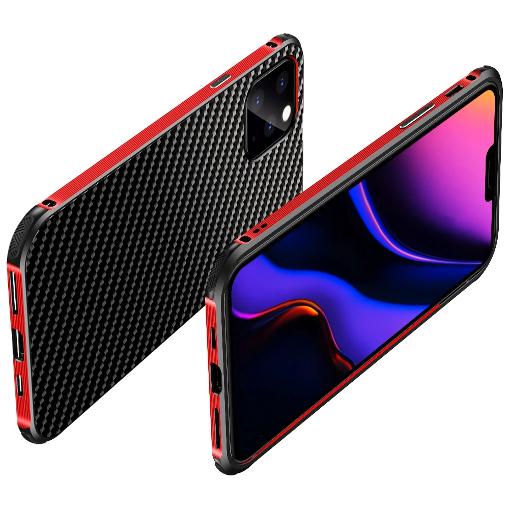 Роскошный Алюминиевый металлический чехол для iPhone 11 5,8/6,1/6,5 дюймов ультра тонкий жесткий элемент из углеродного волокна задняя крышка чехол для iPhone 11 Pro Max