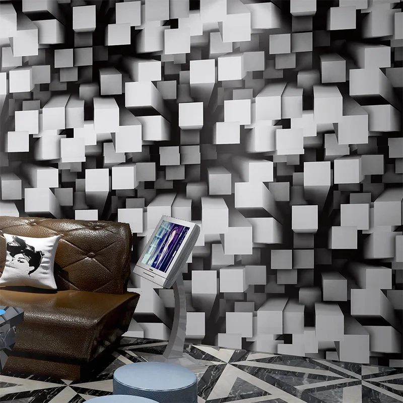 

Modern Simple 3D Square Wallpaper KTV Bar Restaurant Background of Television in the Drawing Room Wallpaper