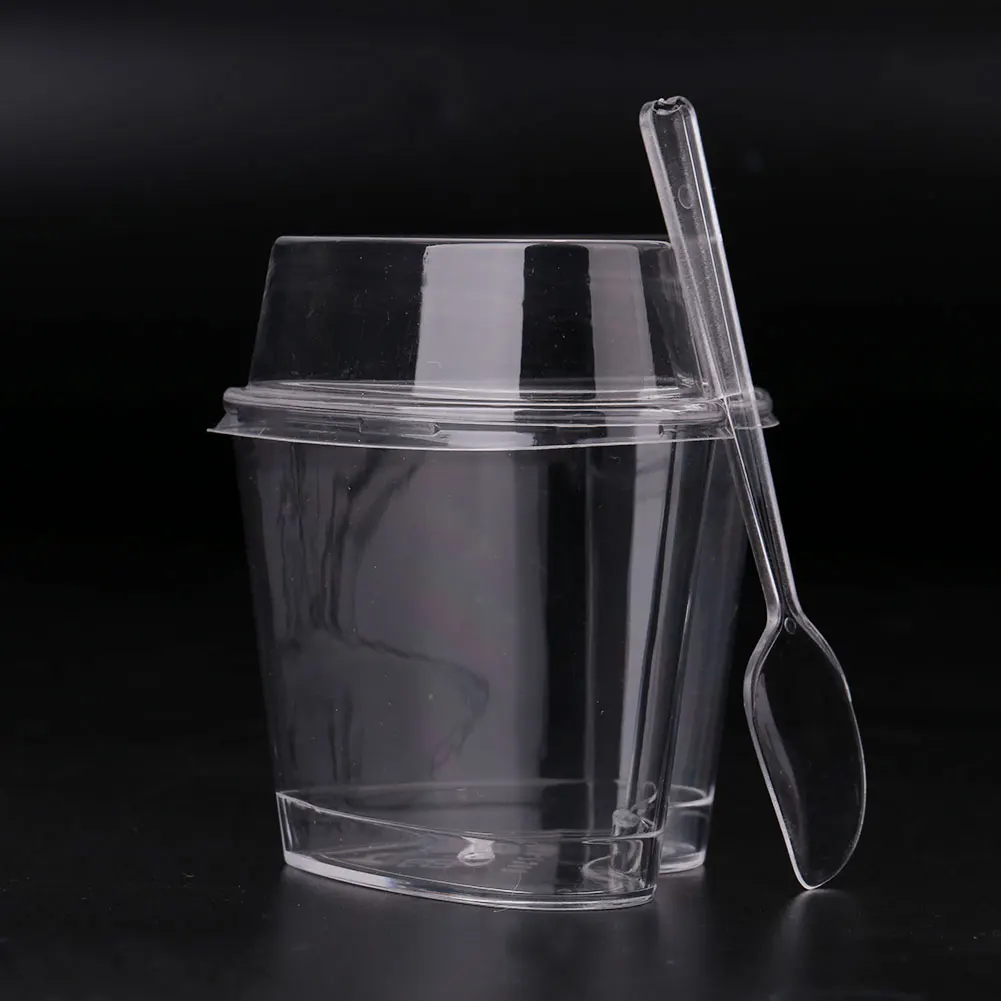 

10PCS Summer Heart Disposable Smoothie Cup Spoon Slush Dessert Ice Cream Bowl