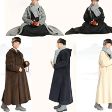 Унисекс зимний теплый плащ для медитации дзен шаолин монах кунг-фу накидка Будда молитва буддийские монахи платье костюмы синий/серый/коричневый