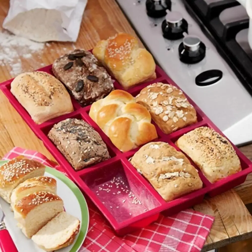 Silicone 9 Holes Bread Baking Pan Mould Tray Chocolate Cake Mould Dough Pastry Shaper Bakery DIY Baking Gadgets 35P