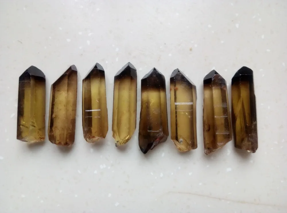 8 шт. AAA+ натуральный цитрин дымчатый Lemurian Seed кварцевый Кристал острый образец