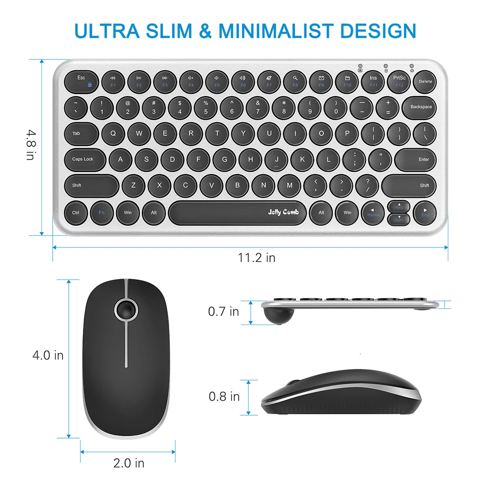 Желе расческа Беспроводной 2,4 ГГц Беспроводная клавиатура и Мышь комбо для портативных ПК Windows XP/7/8/9 эргономичный круглый Вогнутый USB клавиатура Мышь