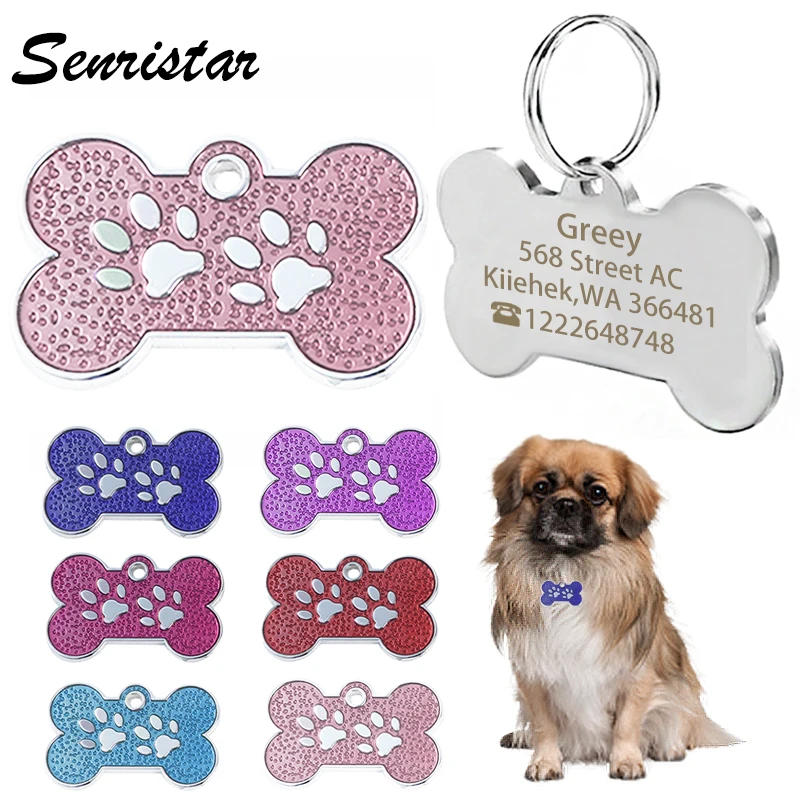 

Personalized Bone Pet Dog Tag Custom Metal Engraved Dog ID Name Tag Puppy Bulldog Teddy Small Dog Collar Tags Pet Accessories