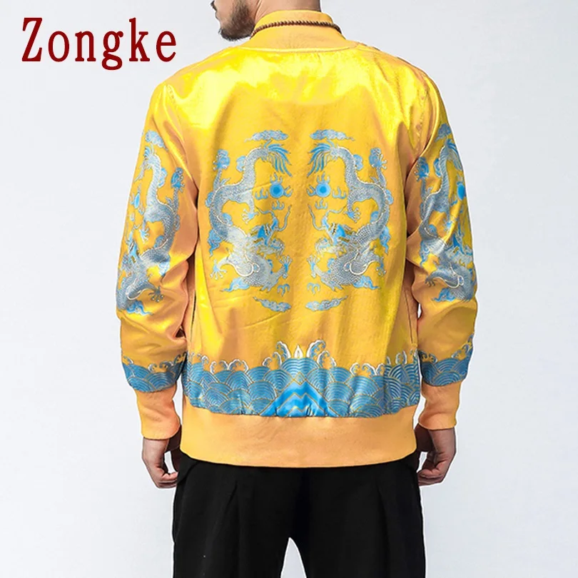 Zongke/однотонная Вельветовая мужская уличная куртка-бомбер в китайском стиле, мужская одежда в стиле хип-хоп, мужская куртка, пальто, 5XL, новинка весны