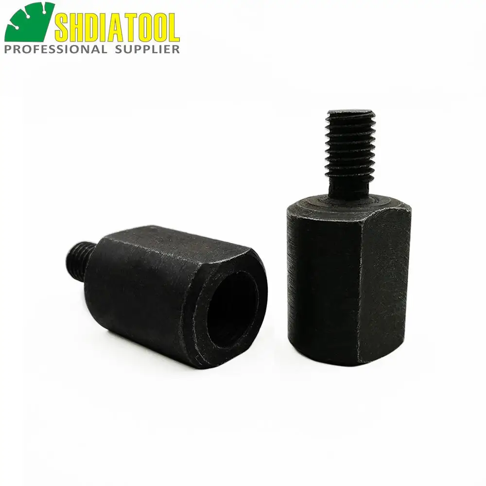 SHDIATOOL 2pieces M10 Male To M14 Female Adapter Change Thread Converter Drilling Core Bits Adapter shdiatool 1pc core bits extension bar 1 1 4 7 male to 1 1 4 7 female thread thread 1 1 4 unc connection converter 6 or 12