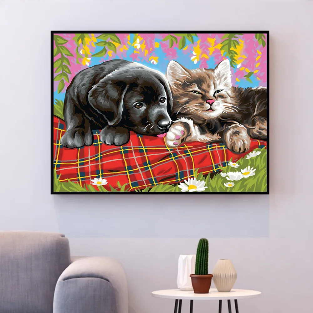 HUACAN DIY картина маслом по номерам собака животные ручная роспись наборы Рисование холст картины по номерам украшение дома подарок