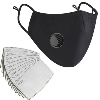 

Pm2.5 Filter Mouth Mask Anti Dust Reusable Washable Face Masks Windproof Cotton Valve Respirator Protect Mask Unisex