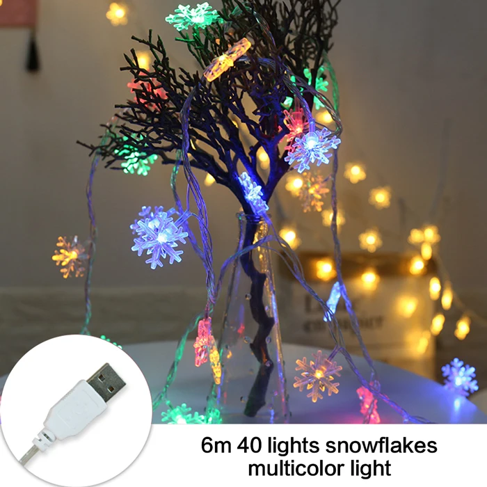 6M Multicolor USB Гирлянда уличная светодиодные деревья на улицу Рождественская Новогодняя гирлянда 40 шт. светодиодный светильник Дерево светодиодное улич, уличный водонепроницаемый праздничный светильник, вечерние гирлянды - Испускаемый цвет: 6M Multicolor USB