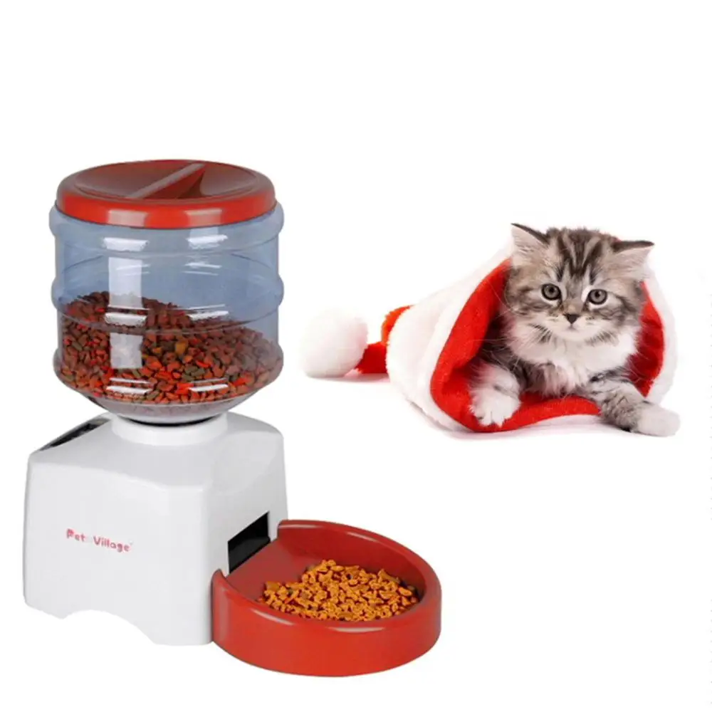 5.5L Automatic Pet Feeder with Voice Message Recording and LCD Screen Large Smart Dogs Cats Food Bowl Dispenser Dry Food Black