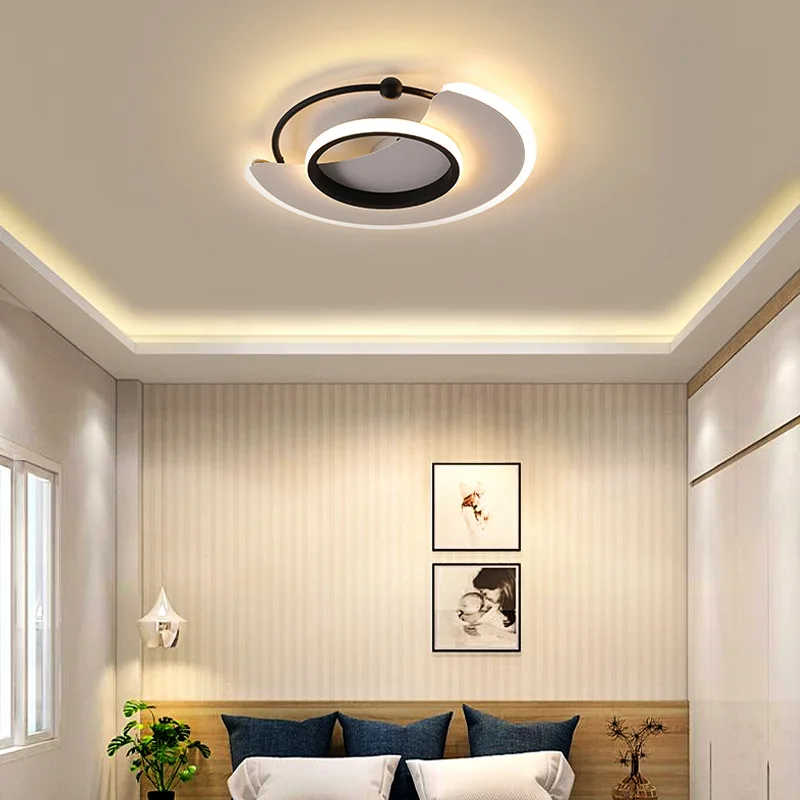 

Modern Simple Bedroom Lamp Warm Romantic Round Ceiling Lamp Crescent Room Study Lamp