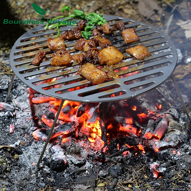 Határtalan Út Hajtogató Tábortűz Grill Titán Kerek Grillhálózat Lábakkal, Táskát Hordozó Faszén Gridiron Ti15161B - Image 6