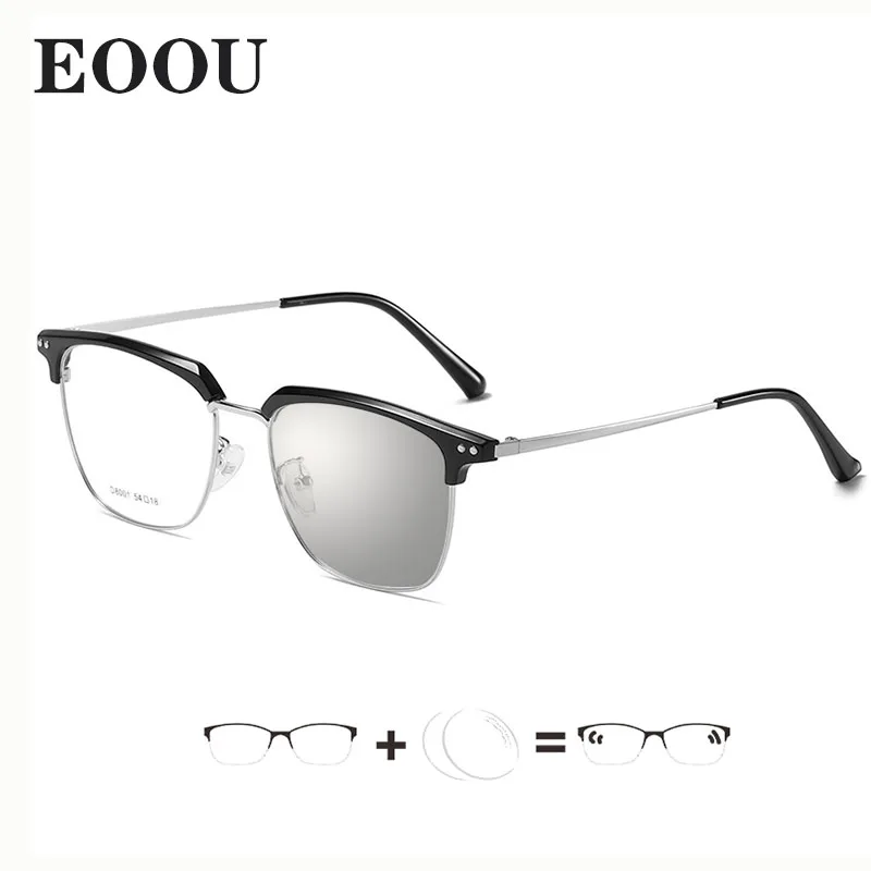 Мужские модные квадратные очки фотохромные оптические по рецепту анти синий