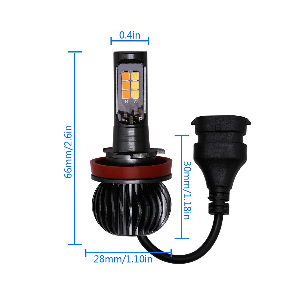 2 Автомобильный светодиодный двухцветная Противотуманные огни для H8/H11 9006 880 лампы высокой Мощность автомобиля анти-противотуманная фара
