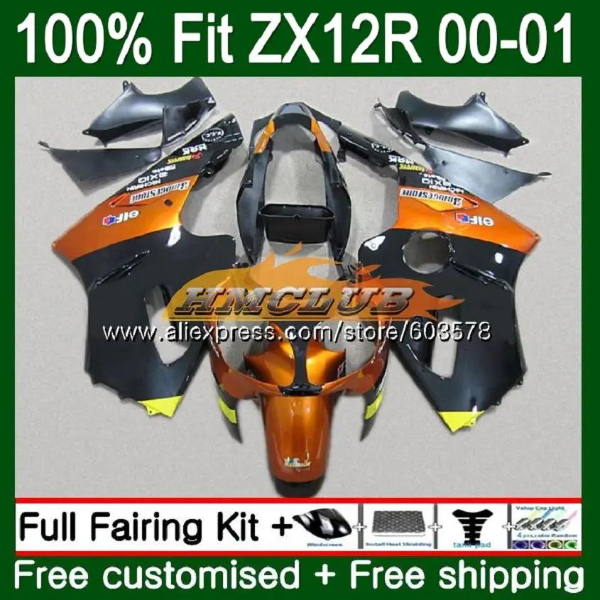 No. 1 Подходит для литья под давлением для KAWASAKI ZX 1200 1200CC ZX12R 00 01 112CL. 66 ZX1200 ZX 12 R 12R ZX-12R 2000 2001 OEM светильник orange обтекатель - Цвет: No. 1