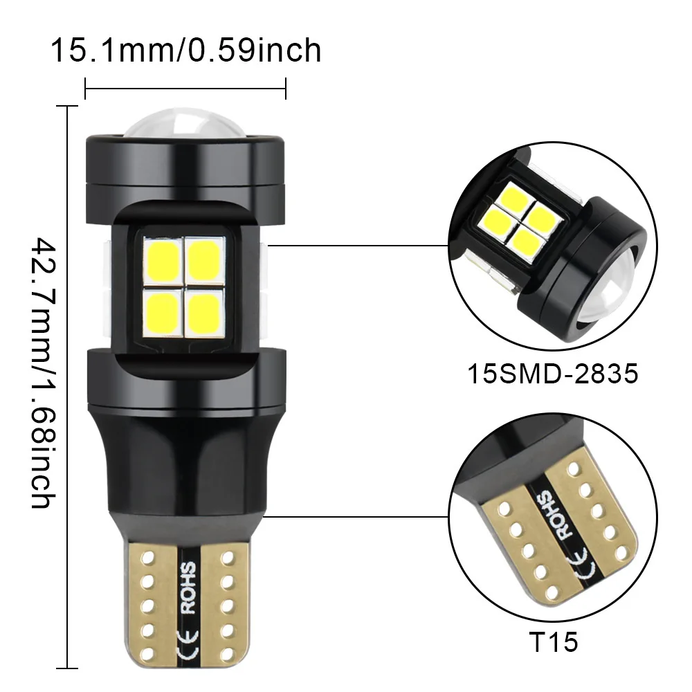 2x Canbus T15 W16W светодиодный лампы Фары заднего хода 2835 SMD Автомобильные светодиоды