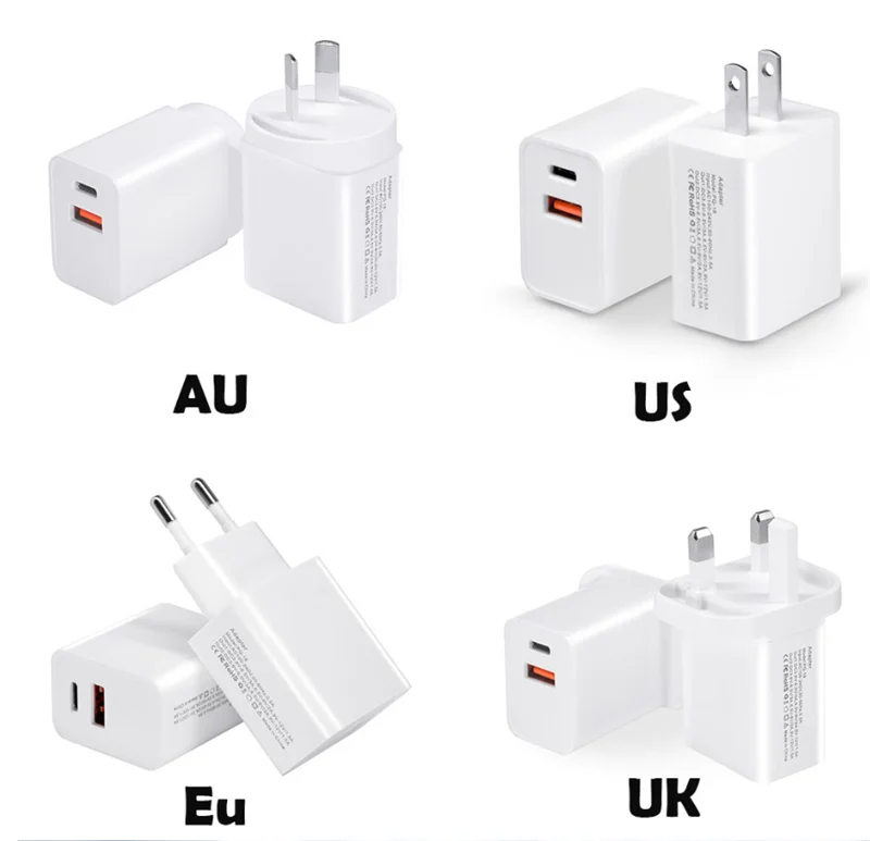 USB зарядное устройство EU US UK AU Plug USB PD+ QC 3,0 быстрое зарядное устройство два порта питания адаптер питания переменного тока для путешествий для телефона/планшета