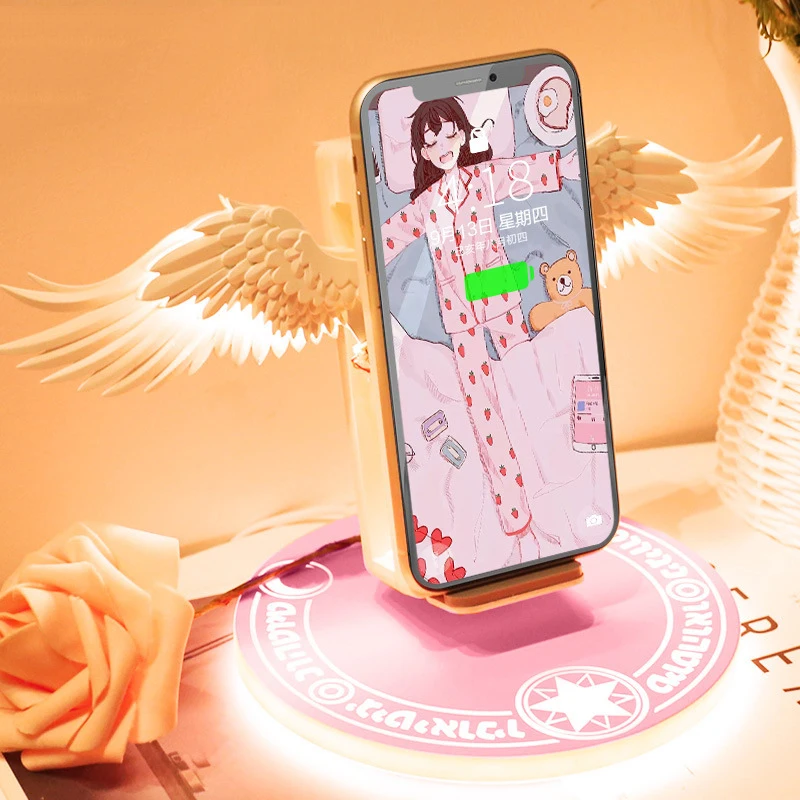 US $39.51 Universal LED QI Wireless Charger 10W Angel Wings Fast Charging DockFor IPhone 8 Plus X XR 11 Pro Max Huawei Samsung Xiaomi