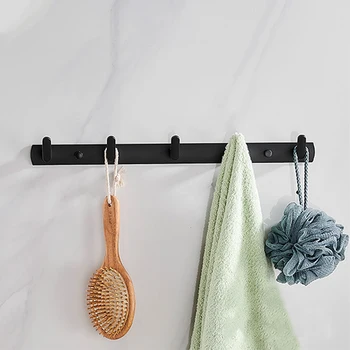 

Multifunctional Bathroom Hardware Home Aluminium Punching Free Robe Hook Bedroom Kitchen Wall Mounted Key Hat Hotel Rustproof