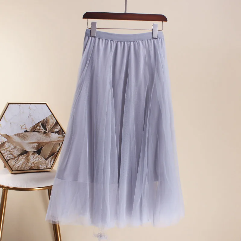 

Autumn And Winter New Style Double Layer Gauze A- line Half-length Skirt Mid-length High-waisted Drape Fairy Slimming Elegant nv