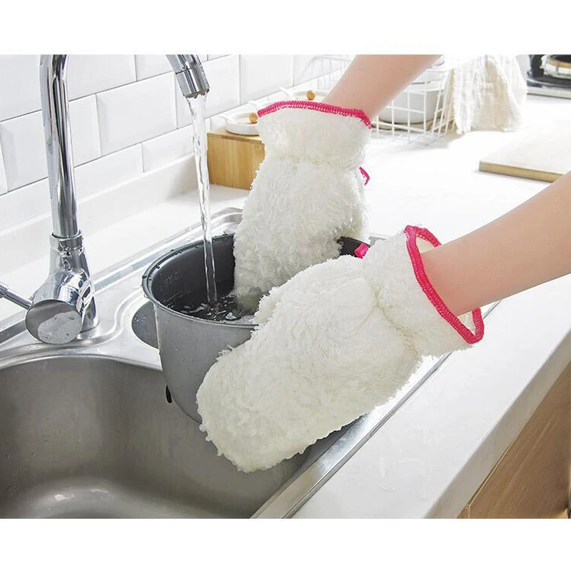 Натуральные чистящие Висячие волшебные перчатки из бамбукового волокна водонепроницаемые перчатки без погружения масла для мытья посуды для кухни из микрофибры 1 шт
