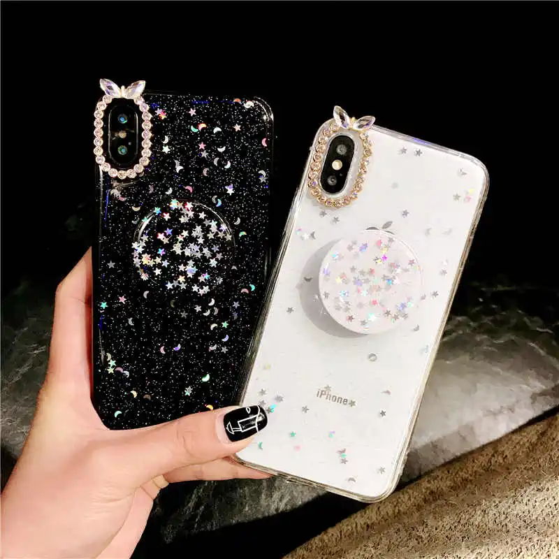 С блестками с изображением луны и звезд, мягкий чехол для OPPO F9 A5 A57 A39 A59 A3 A79 A83 A7X Рено A9 F11 K1 R15X R9 R9S R11 R11S плюс R17 Pro крышка