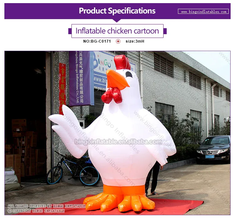 Изысканное ремесло 3mh надувная белая курица мультфильм зарядка воздуха заказанная модель петуха воздушный шар украшение реклама