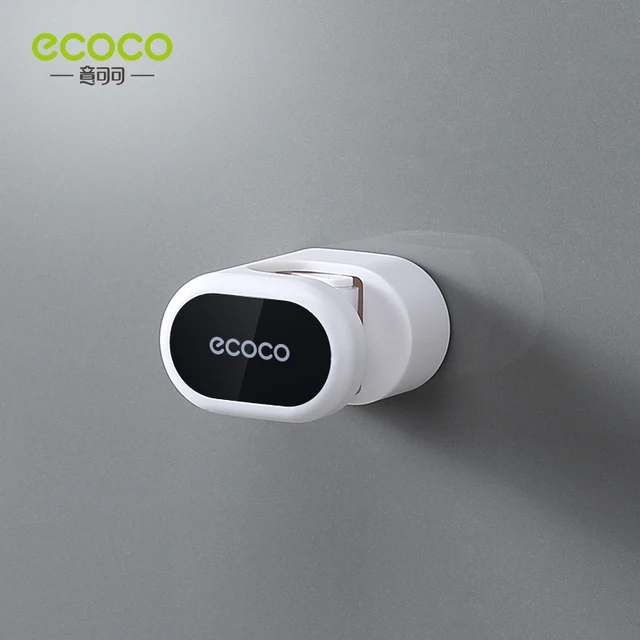 ECOCO Mop Broom Holder Wall Mounted Mop Holder Household Adhesive Storage Broom Hanger Mop Hook Racks Kitchen Bathroom Organizer black