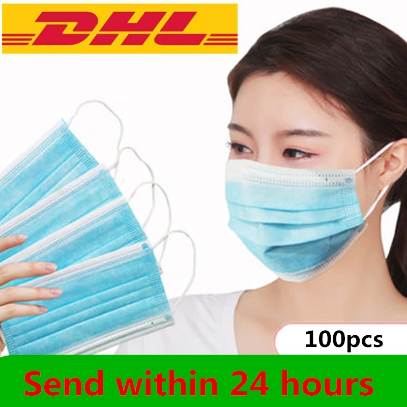 

100PCS Disposable Protective Mask 3 Layers Dustproof Facial Protective Cover Masks Maldehyde Prevent bacteria anti-virus Masks