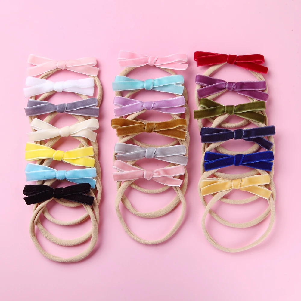  소녀 벨벳 머리띠 머리 활 머리 밴드 어린이를위한 탄성 Bowknot 헤어 밴드 어린이  헤어 액세서리 모자를 쓰고 있죠