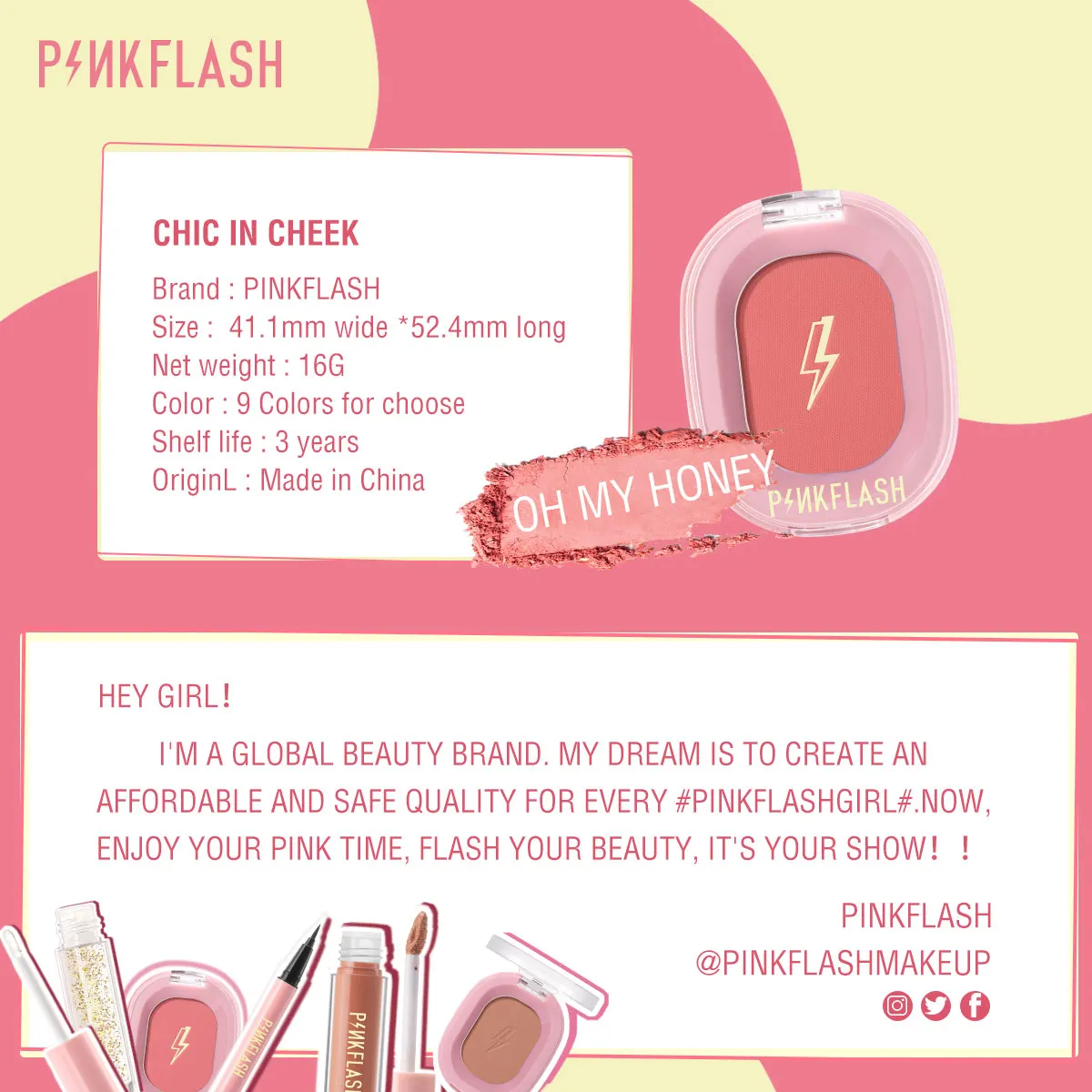 Pinkflash Blush Peach Palette 11 Color Face Mineral Pigment Cheek Blusher Powder Makeup Professional Contour Shadow Pink Blusher