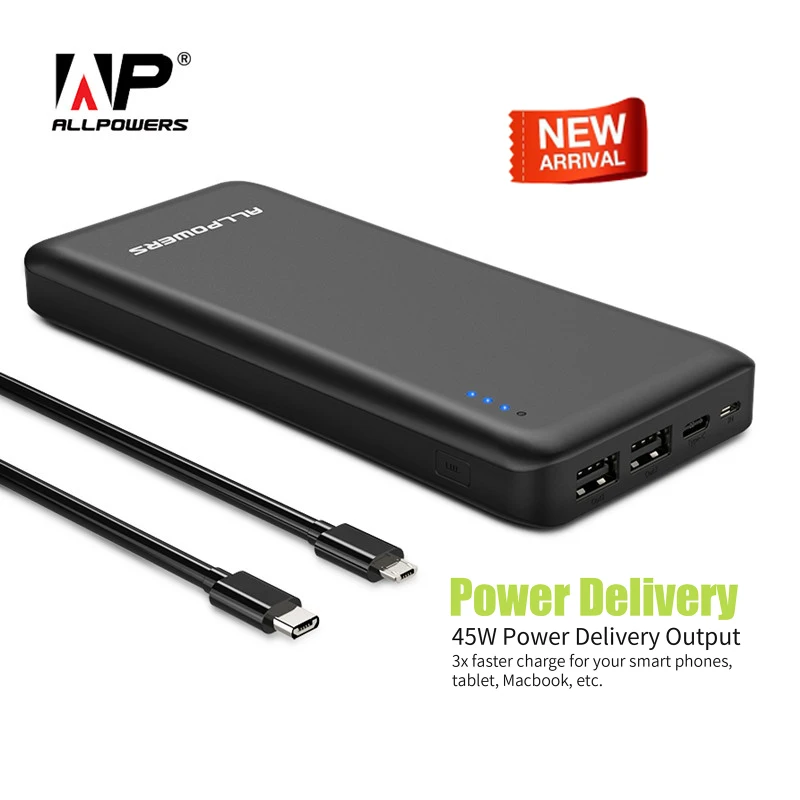 $39.99 ALLPOWERS 45W PD Fast Charging Power Bank 26800mAh Portable Charger for iphone MacBook Huawei Xi