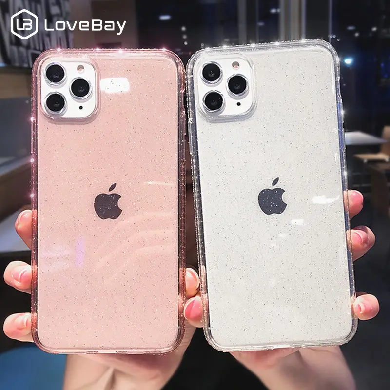 Lovebay Алмазный блестящий чехол для телефона для iPhone 7 8 6 6s Plus 11 Pro X XR XS Max блестящий прозрачный Твердый Мягкий ТПУ чехол-накладка