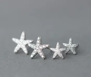 

1Pair 100% Authentic 925 Sterling silver CZ Set Zircon aaa+ Star Stud earrings jEWELRY TLE1075