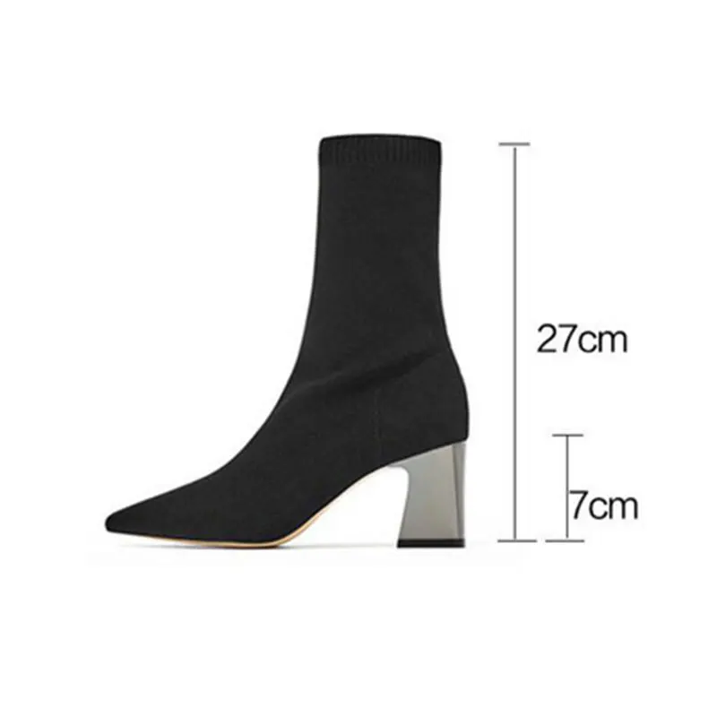 7CMHEEL 20CMBOOT GENSHUO женские туфли-лодочки; сезон весна-осень; женские ботильоны черного цвета на высоком каблуке; Bppts; туфли-лодочки на шпильке; обувь без шнуровки с закрытым носком - Цвет: 7CMHEEL 20CMBOOT