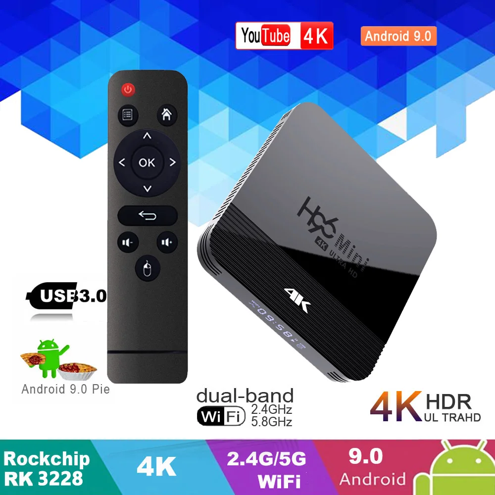 

H96 mini h8 9.0 Android TV Box Rockchip RK3228A 2G Ram 16GB H.265 4K Smart TV Box 2.4G&5G Wifi BT4.0 2G 16G Set Top Box