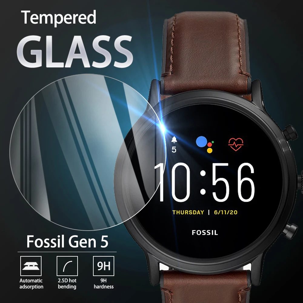 Film-Accessories Screen-Protector Fossil Gen Premium 5-Smartwatch Tempered-Glass 5pcs