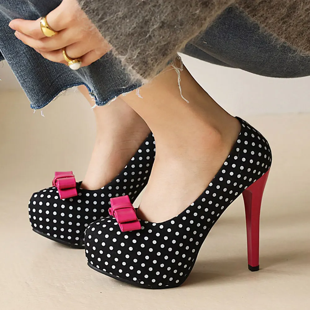 2021 For Dropship Polka Dot Women Shoes Sexy Thin High Heels Stiletto ...