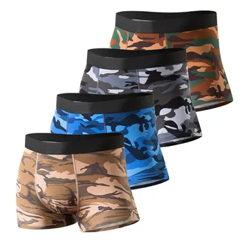 4 pz/lotto pugili da uomo Camo boxer da uomo in cotone modale mimetico mutande uomo classico biancheria intima sexy per uomo 1