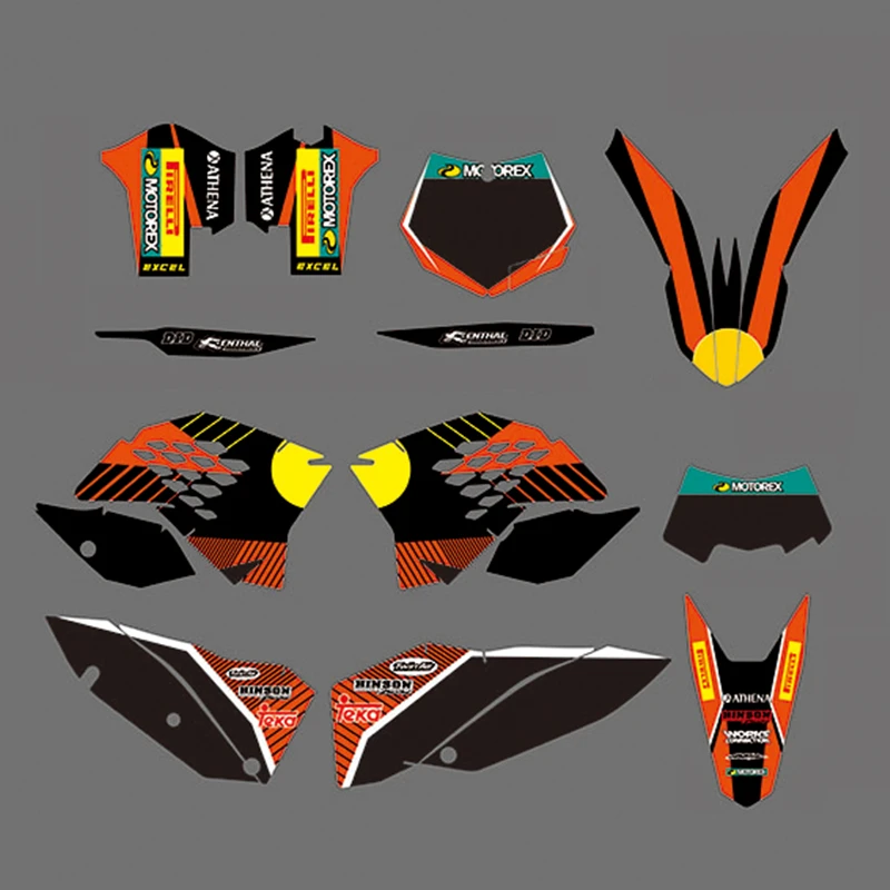 For KTM 125 250 350 450 SX SXF EXC EXCF XCF Team Graphic Decal Sticker Custom Number Fairing SX-F 07-10 EXC-F XC-F 08-2011 | Автомобили и