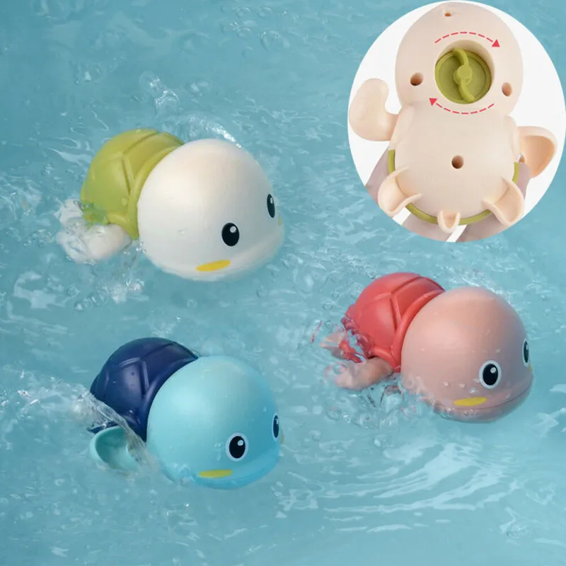 Juguetes de baño para bebés, cadena de agua con mecanismo de relojería, animales, Tortuga, pingüino, pez, juguete de baño de agua para la playa