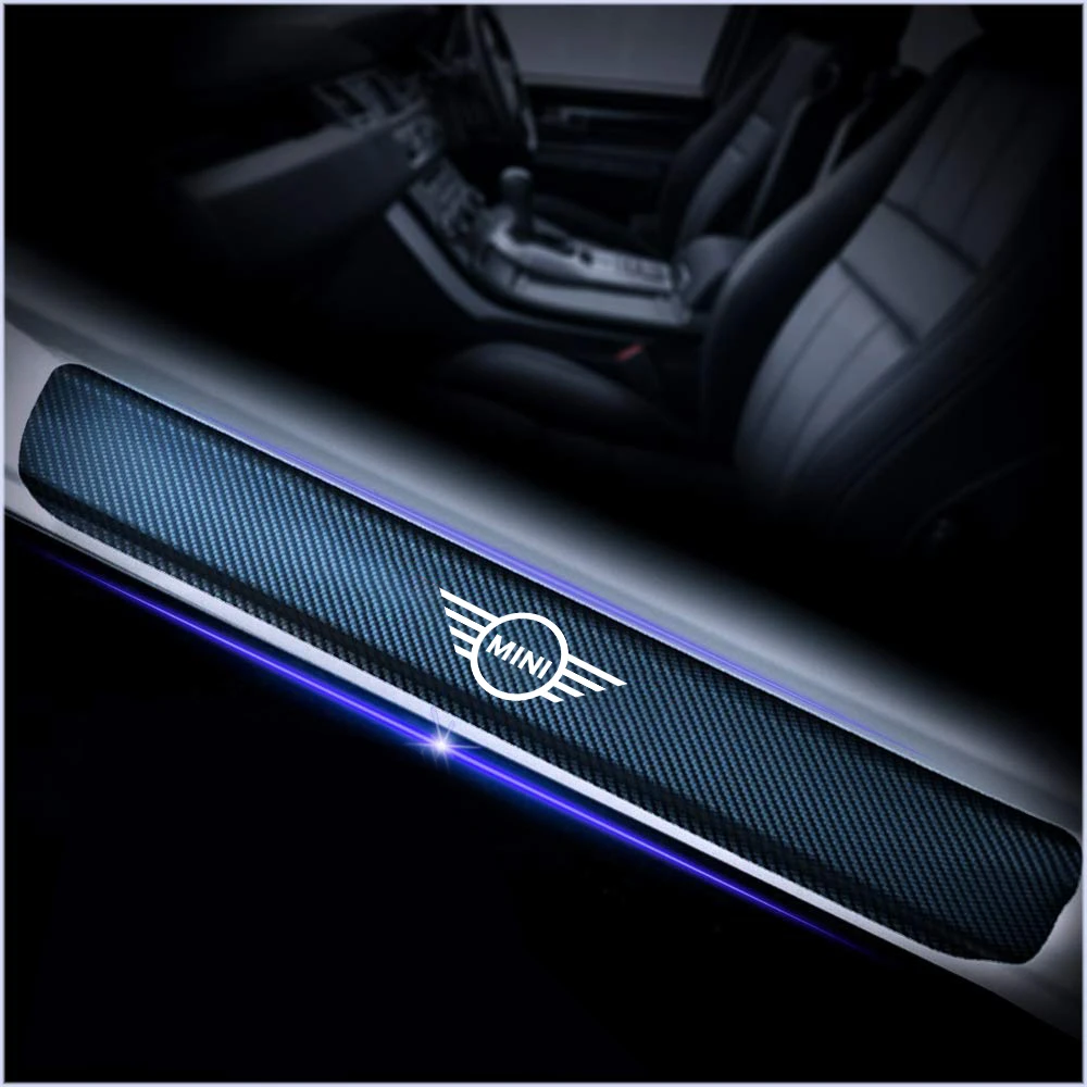 

For BMW MINI Cooper One S R50 R53 R56 R60 F55 F56 Car styling 4Pcs Carbon Fiber Vinyl Car Door Sills Sticker Decal Decoration