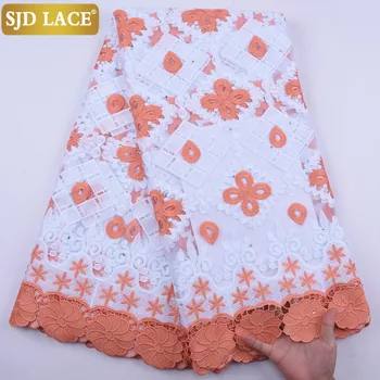 

SJD LACE Latest African Lace Fabric With Stones Embroidery French Tulle Lace Fabric Soft Milk Silk Lace For Wedding Party 2064B