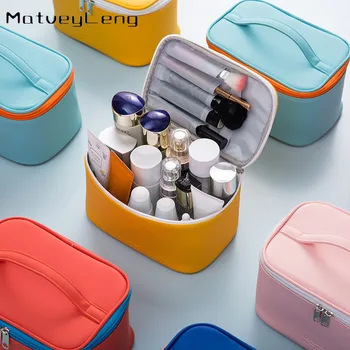 

New PU portable cosmetic bag portable cosmetic box large capacity storage bag cosmetic storage bag