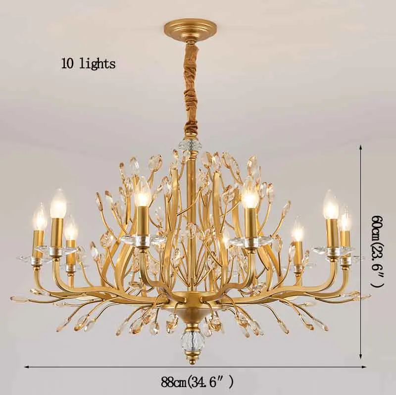 10 lights Американская хрустальная люстра для гостиной, домашнее освещение, люстры постмодерн, Потолочная люстра, железная Подвесная лампа для помещений - Цвет абажура: 10 lights