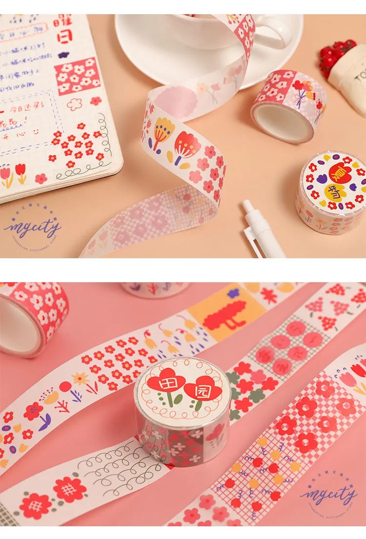 Креативный милый коллаж серии цветочный декоративный васи лента Набор японских бумажных наклеек Scrapbooking Этикетка Клей