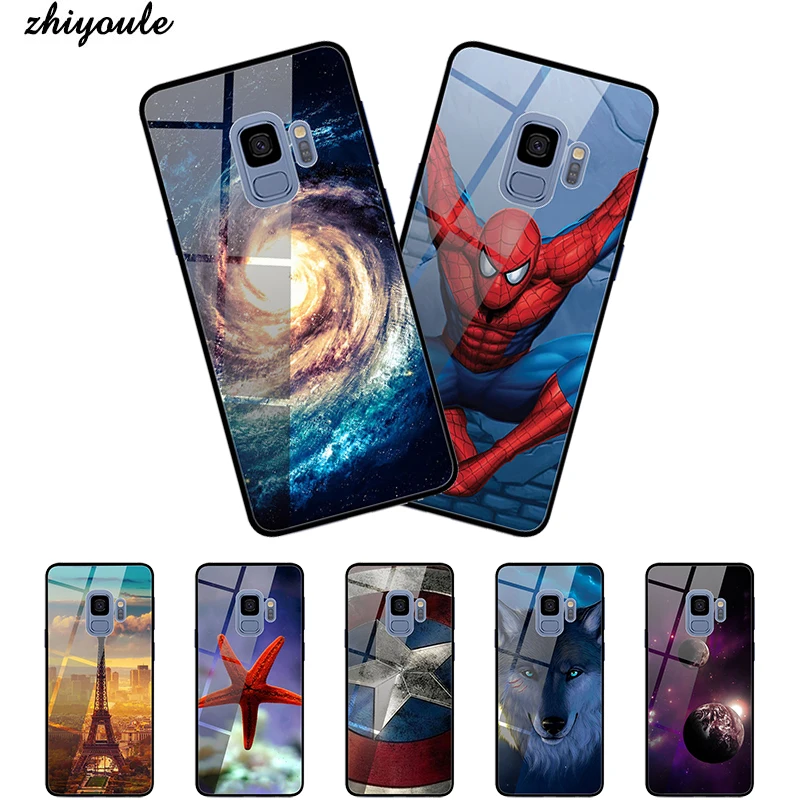 Чехол из закаленного стекла для Samsung Galaxy S9 чехлы со звездным космосом A10 A20 A30 A40 A50